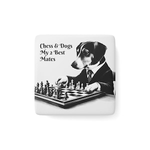 Chess & Dogs Porcelain Magnet