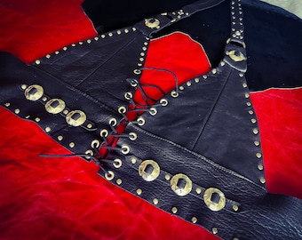 Handmade Leather Biker Conchos Halter Top