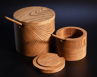 Natural Oak Kitchen Set | Handmade Spice Jars | Oak Kitchenware: Rustic Spice Jars & Elegant Tea Storage