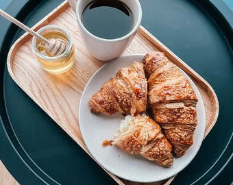 Oak Serving Plates |  Personalized Handmade Wooden Tray | Wooden Small Plate, Oak Serving Tray for Tea Time, Coffee Time tray