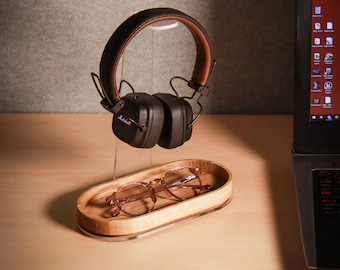 Personolized Headphone Stand, Wooden Headphone Head Gaming, Headphone hanger, Gaming headset stand, Airpods max stand, Headset mount,