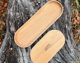 Customized wooden serving tray | breakfast oak plate | handmade wood plate