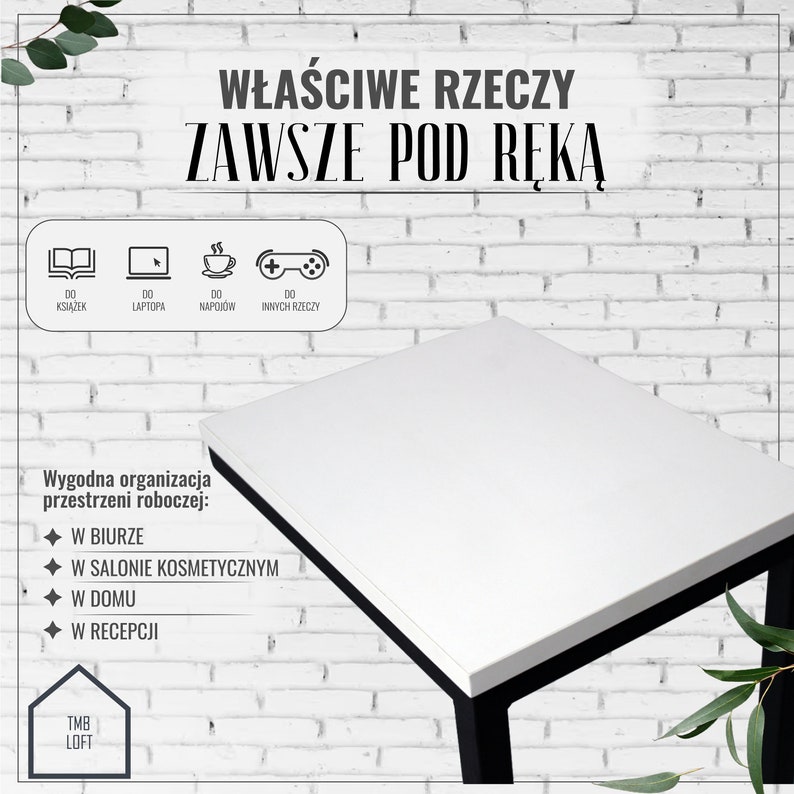 stolik boczny Stolik na laptopa metal drewno stolik kawowy przy kanapie stolik przy fotelu praktyczna półka Wysuwana szufladka nocna image 2