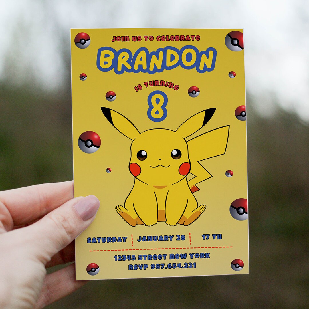 Pikachu Birthday Invitation Template, Pikachu Birthday Invitation, Kids ...