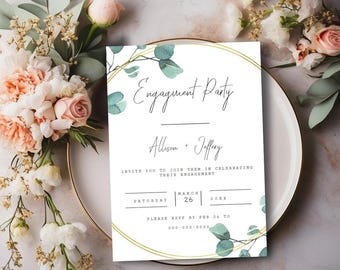 Engagement Party Invitation Template, Engagement Party Invite, Instant Digital Download, Engaged Celebration Invitation, Engagement Card, I8