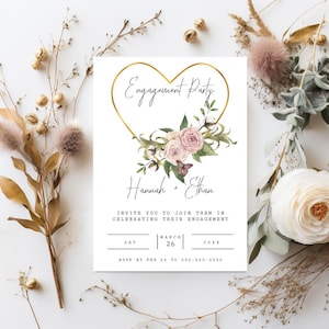 Modèle d'invitation à une fête de fiançailles, invitation à une fête de fiançailles, téléchargement numérique instantané, invitation à une célébration de fiançailles, carte de fiançailles, I5