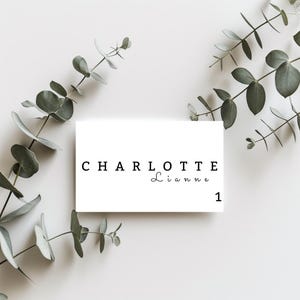 Modelo de cartão de lugar de casamento dobrado e plano, cartões de lugar para impressão, modelo de casamento moderno, caligrafia, DOWNLOAD, editável, Templatett, I2
