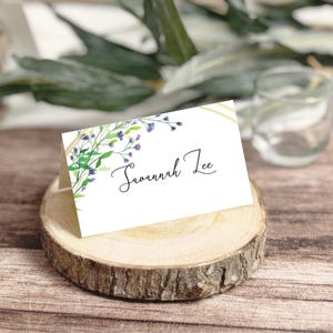 Plantilla de tarjeta de lugar de boda plegada y plana, tarjetas de lugar imprimibles, plantilla de boda moderna, marco floral, DESCARGAR, editable, Templett, I7