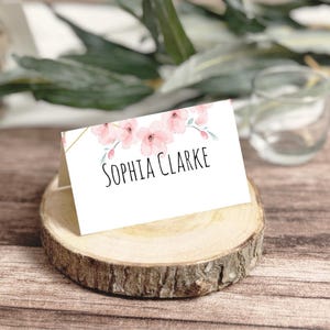 Modelo de cartão de lugar de casamento dobrado e plano, cartões de lugar para impressão, modelo de casamento moderno, moldura floral, DOWNLOAD, editável, Templatett, I10