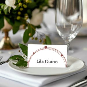 Modelo de cartão de lugar de casamento dobrado e plano, cartões de lugar para impressão, modelo de casamento moderno, moldura floral, DOWNLOAD, editável, Templatett, I12