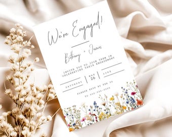 Engagement Party Invitation Template, Engagement Party Invite, Instant Digital Download, Engaged Celebration Invitation, Engagement Card, E2