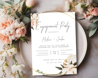 Engagement Party Invitation Template, Engagement Party Invite, Instant Digital Download, Engaged Celebration Invitation, Engagement Card, I6