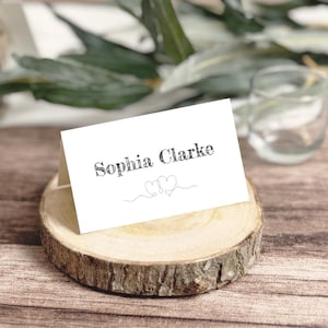 Modelo de cartão de lugar de casamento dobrado e plano, cartões de lugar para impressão, modelo de casamento moderno, moldura floral, DOWNLOAD, editável, Templatett, I13