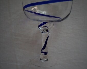 Pier 1 Imports Cobalt Blue Swirline 7" Margarita Glass