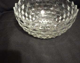 Vintage Fostoria American Cubist Elegant Glass Large 9.25" Round Serving Bowl