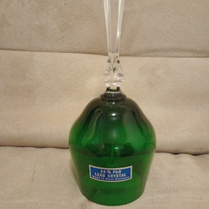 Emerald Green Lead Crystal 7&quot; Bell Made in West Germany