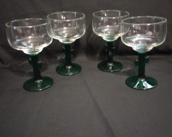 Libbey Green Cactus Stem 12 oz Margarita Glasses - Set of 4