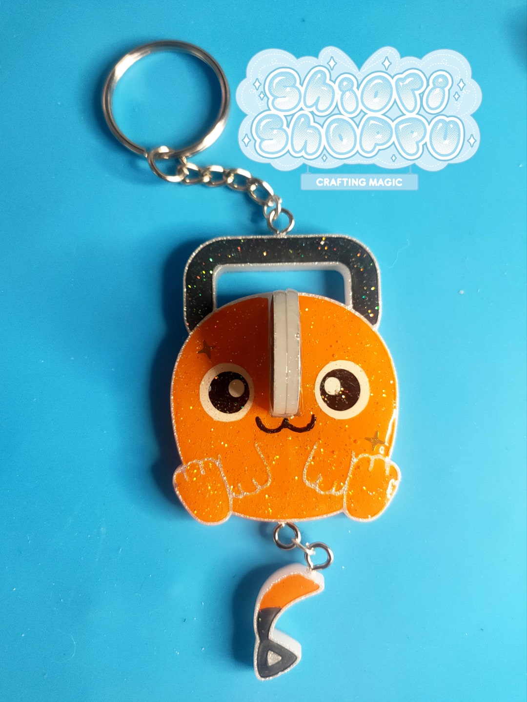 Pochita Chainsaw Man Kawaii Resin Keychain Anime Keychain Etsy