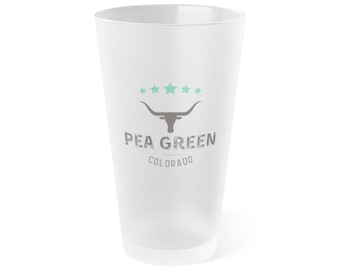 Vaso de pinta esmerilado con logo verde guisante de 473 ml / Vaso de cerveza esmerilado de marca