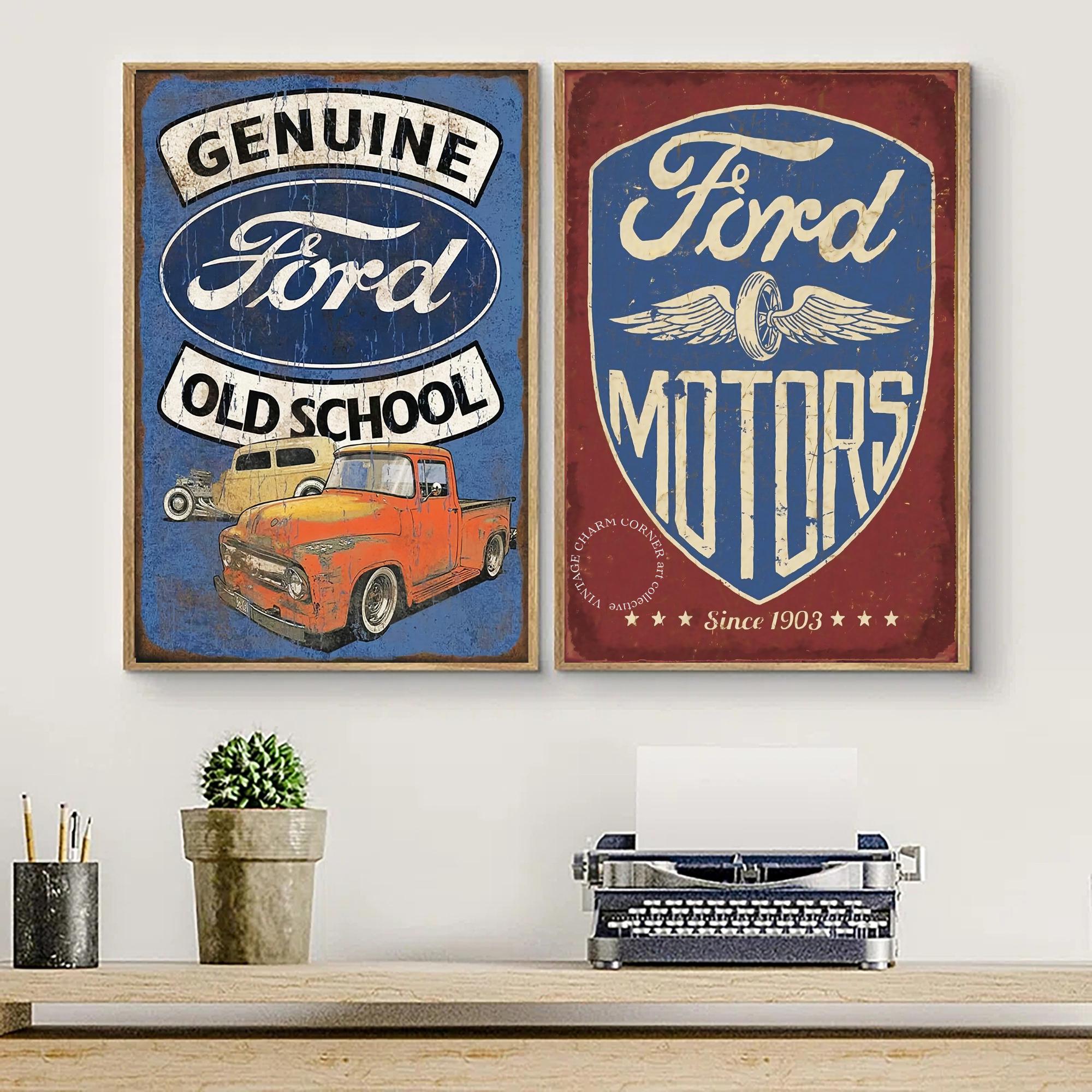 FORD　VintagePoster Ford Motor Sign Vintage Truck Wall Art Download Retro Car Poster