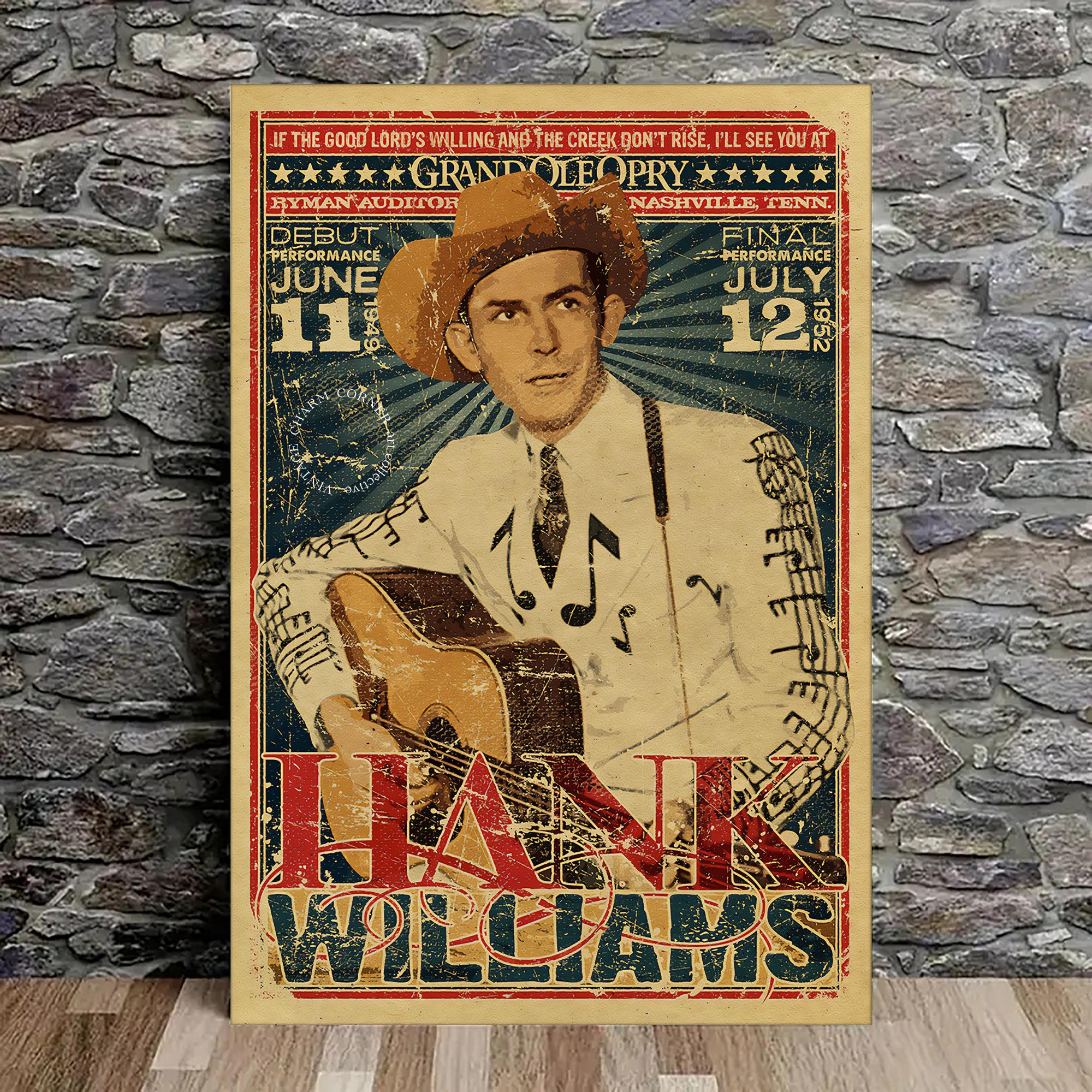 Hank Williams Vintage Concert Poster Digital Download Retro