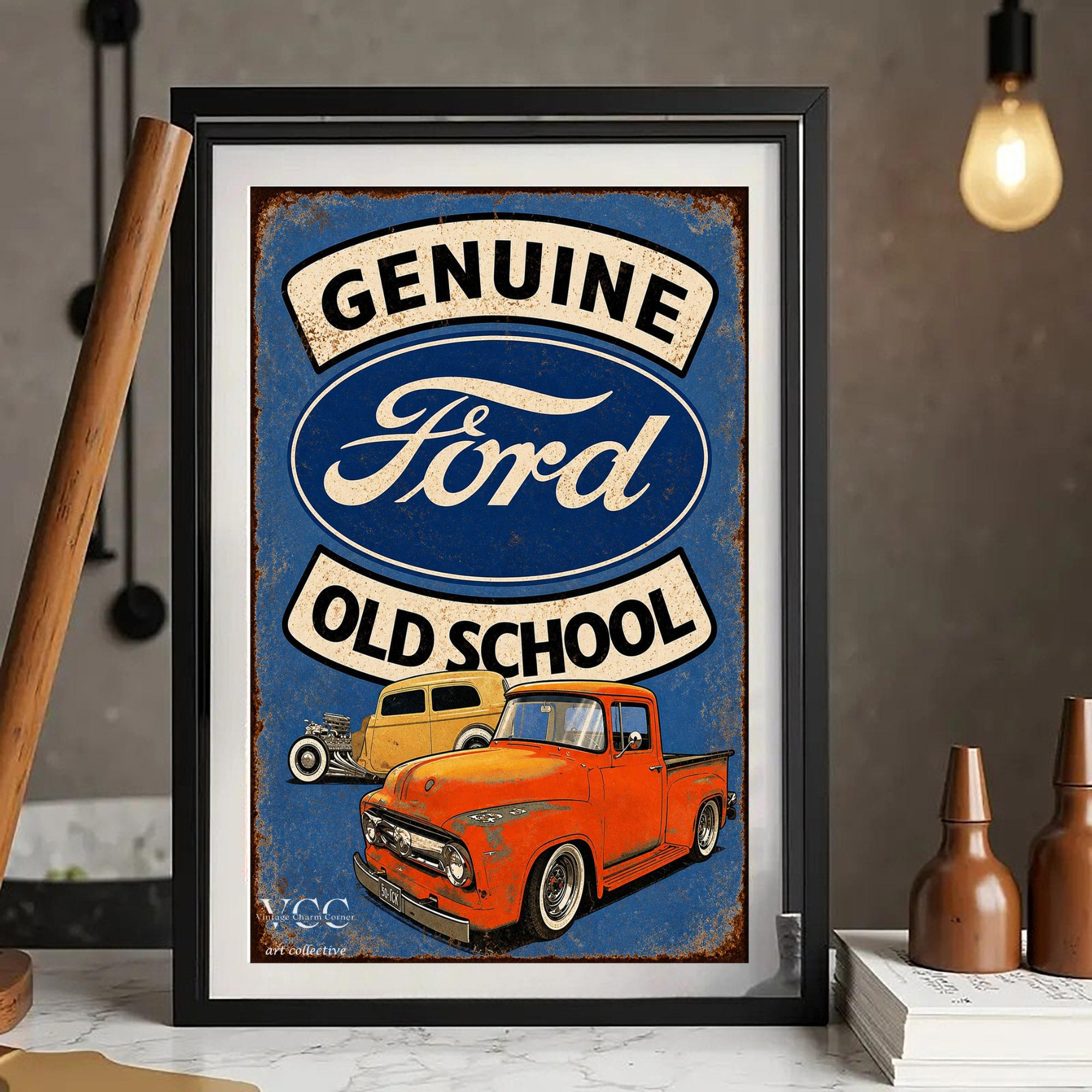 Ford Motor Sign Vintage Truck Wall Art Download Retro Car Poster