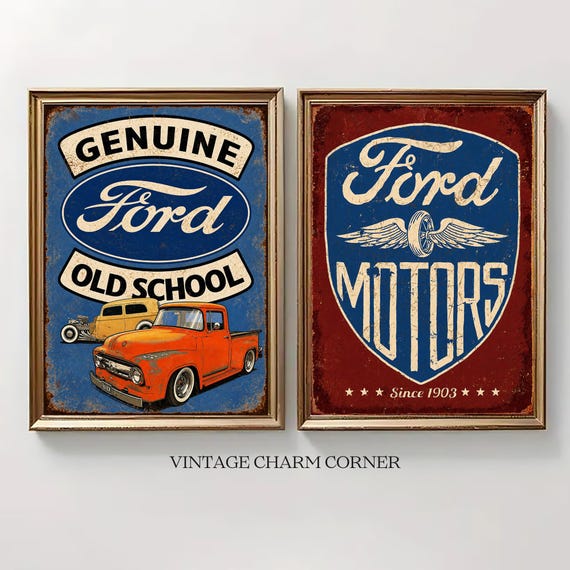 Ford Motor Sign Vintage Truck Wall Art Download Retro Car Poster