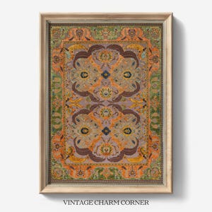 Vintage Persian Carpet Wall Art Download Antique Tapestry Poster Digital Printable Rug Print Oriental Pattern For Boho Farmhouse Decor