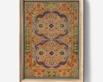 Vintage Persian Carpet Wall Art Download Antique Tapestry Poster Digital Printable Rug Print Oriental Pattern For Boho Farmhouse Decor