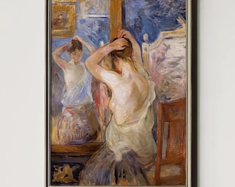 Berthe Morisot Near The Mirror 1890 Impressionist Painting Digital Download Printable Wall Art Vintage Woman At Vanity Gallery Bedroom Decor