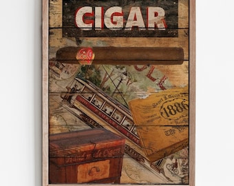 Affiche Décoration Murale - Art Du Tabaco Cigare Cubain - Style Vintage - Reproduction Neuve
