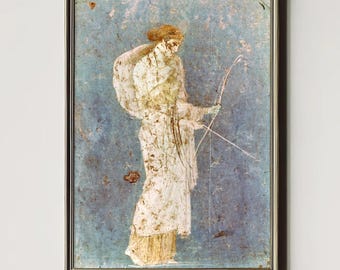 Roman Fresco Diana Goddess With Bow And Arrow Ancient Roman Wall Painting Digital Download Printable Vintage Mythology Artwork Home Decor