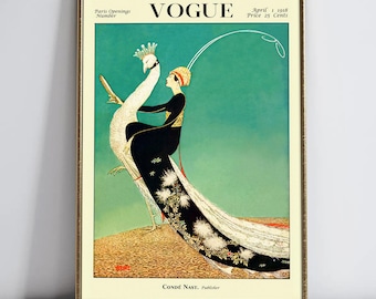 George Wolfe Plank Peacock Vogue Cover 1918 Art Deco Digital Download Vintage Fashion Printable Wall Decor Paris Glamour Magazine Maximalism