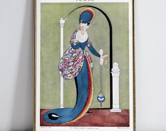 George Wolfe Plank Vogue Cover Lady In Blue Gown 1913 Edwardian Printable Wall Decor Vintage Fashion Digital Download Print Art