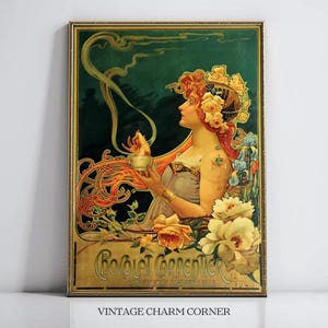 Louis Theophile Hingre Art Nouveau Chocolate Poster Digital Download Printable Vintage French Lady Wall Art For Kitchen Or Gallery Decor