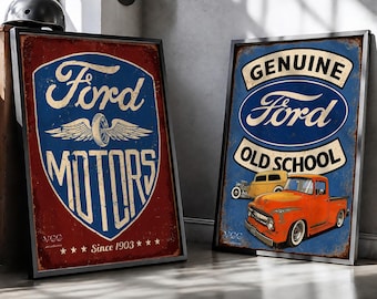 Ford Motor Sign Vintage Truck Wall Art Download Retro Car Poster