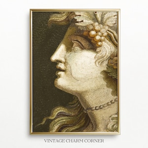 Snuffbox With Head Of Bacchus Mosaic Art Print Digital Download Ancient Roman Style Classical Portrait Printable Wall Art For Home Decor