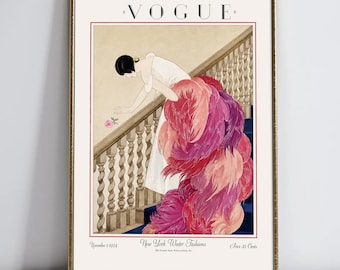 Art Deco Vogue Cover Printable Wall Art, 1924 Vintage Fashion Illustration Poster, George Wolfe Plank Digital Download Print