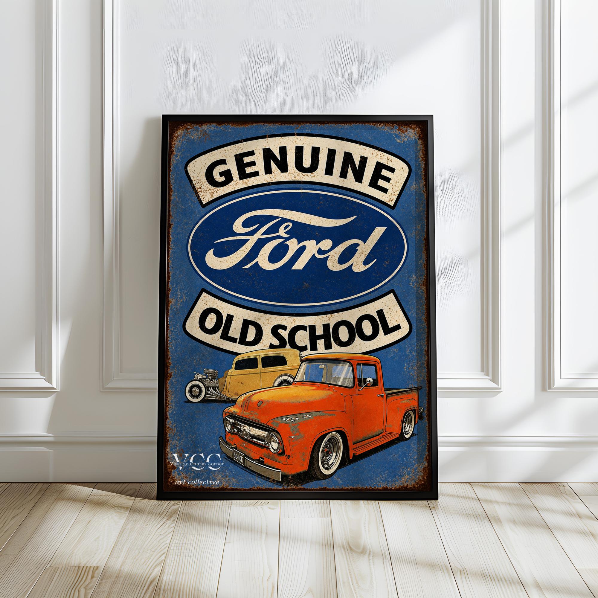 Ford Motor Sign Vintage Truck Wall Art Download Retro Car Poster