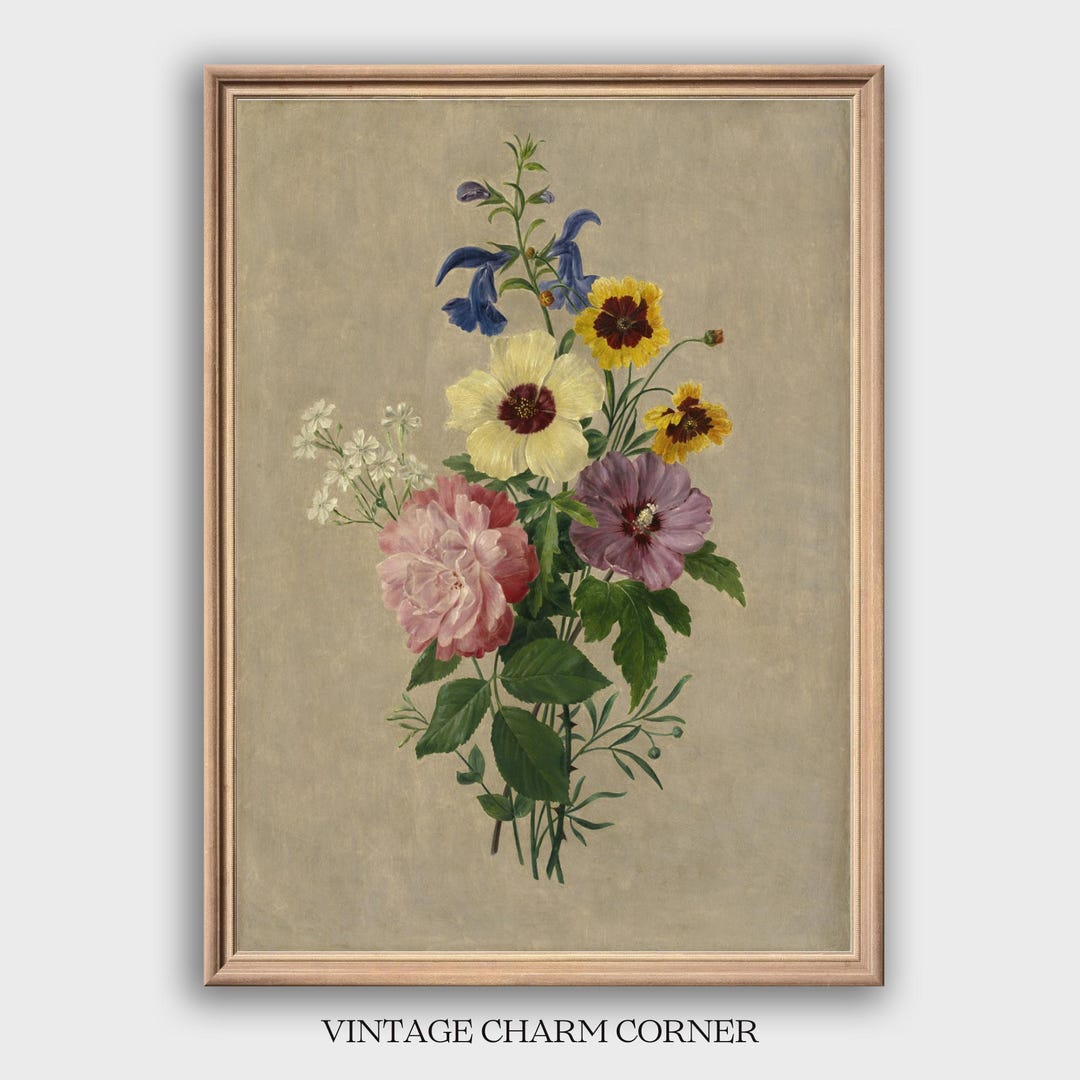Vintage Botanical Flower Art Print Digital Download Floral Wall Decor ...