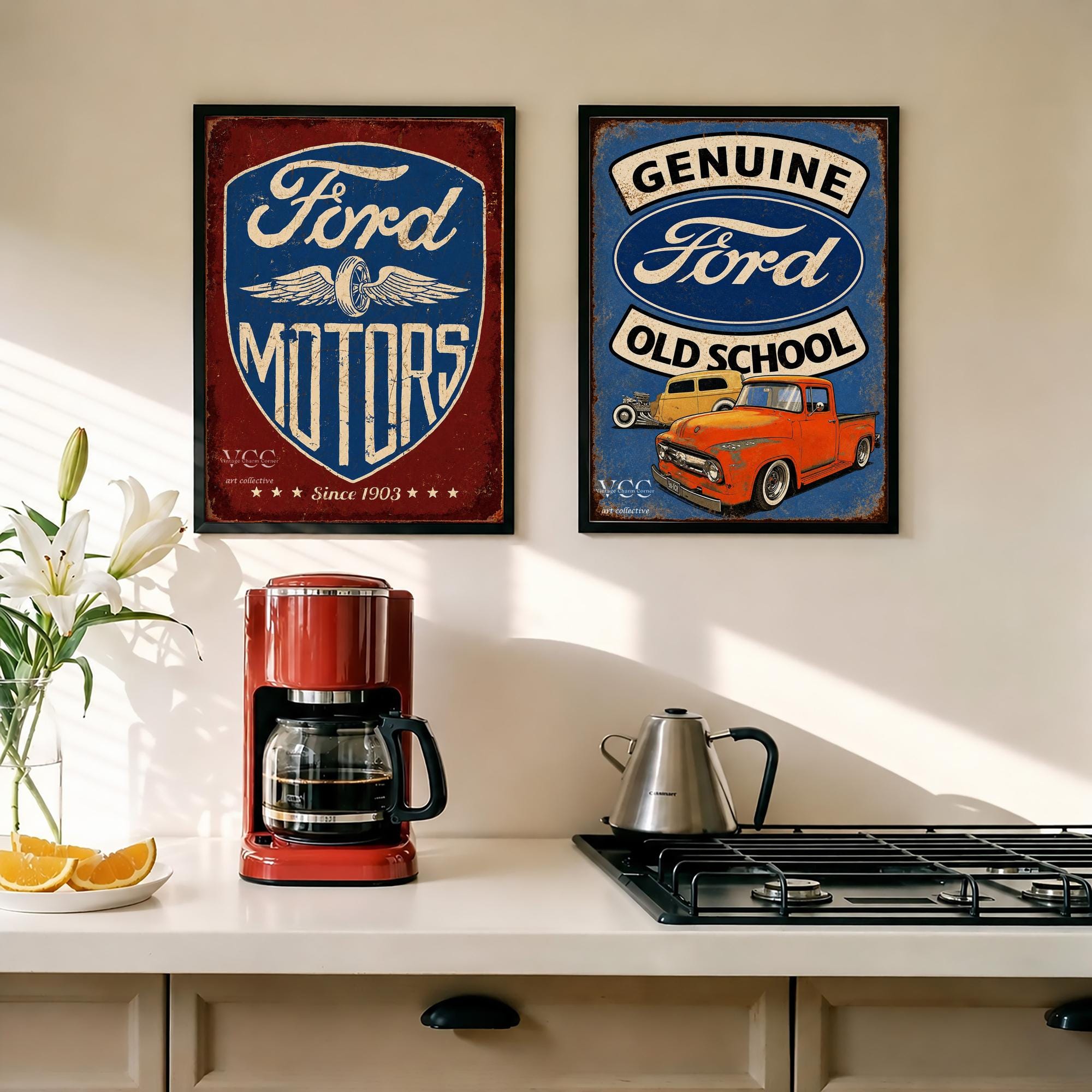 Ford Motor Sign Vintage Truck Wall Art Download Retro Car Poster