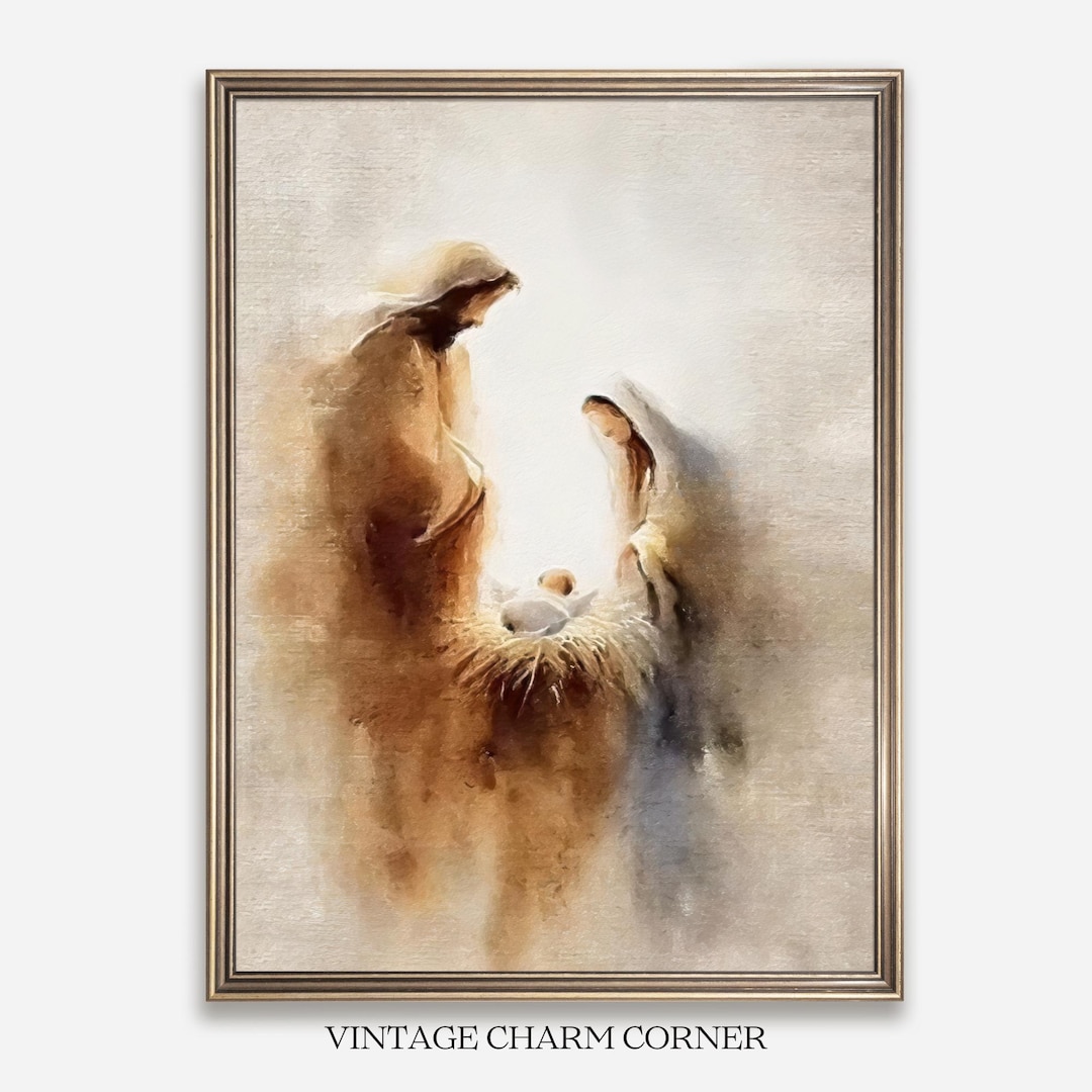Nativity Scene Printable Wall Art Digital Download Holy Family ...