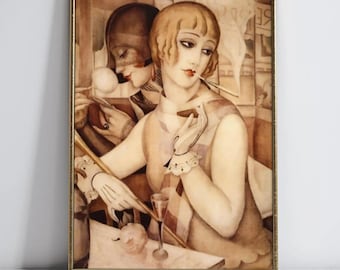The Aperitif by Gerda Wegener 1928 Art Print Digital Download 1920s Flapper Women in Bar Art Deco Printable Wall Decor Vintage Wall Art