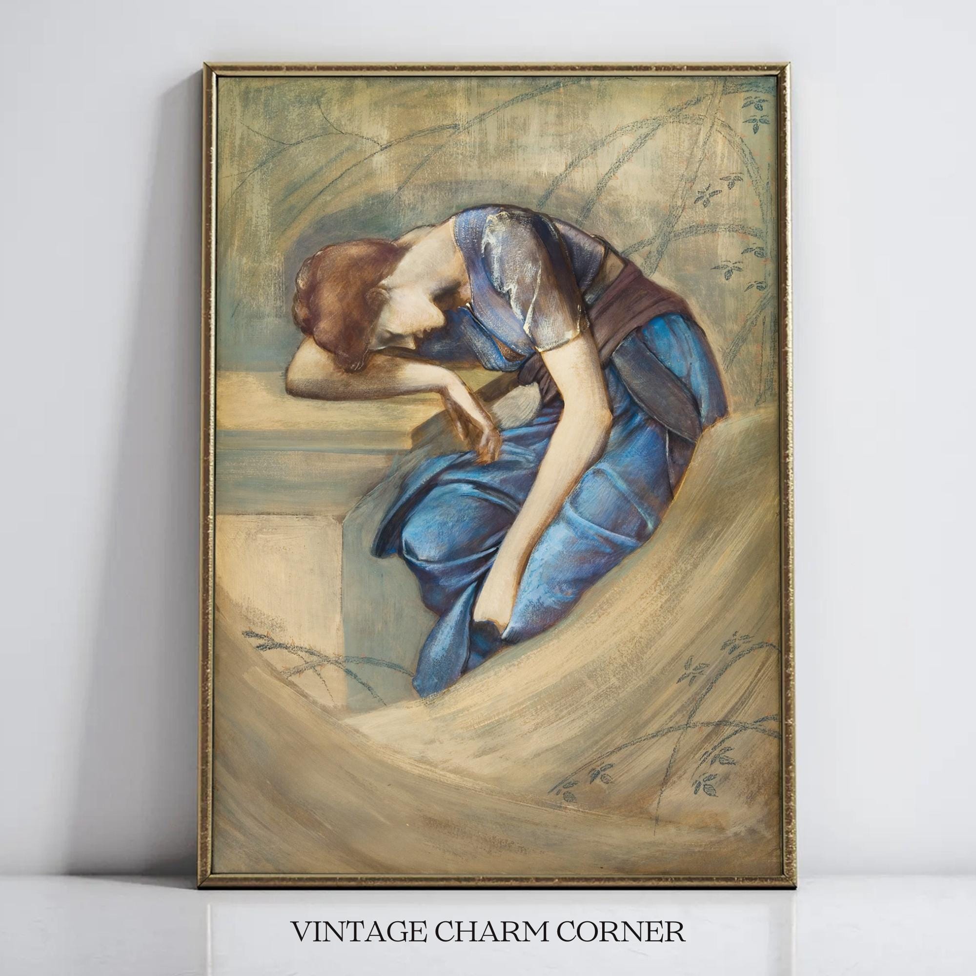 Painting Lady in Blue Dress - Etsy