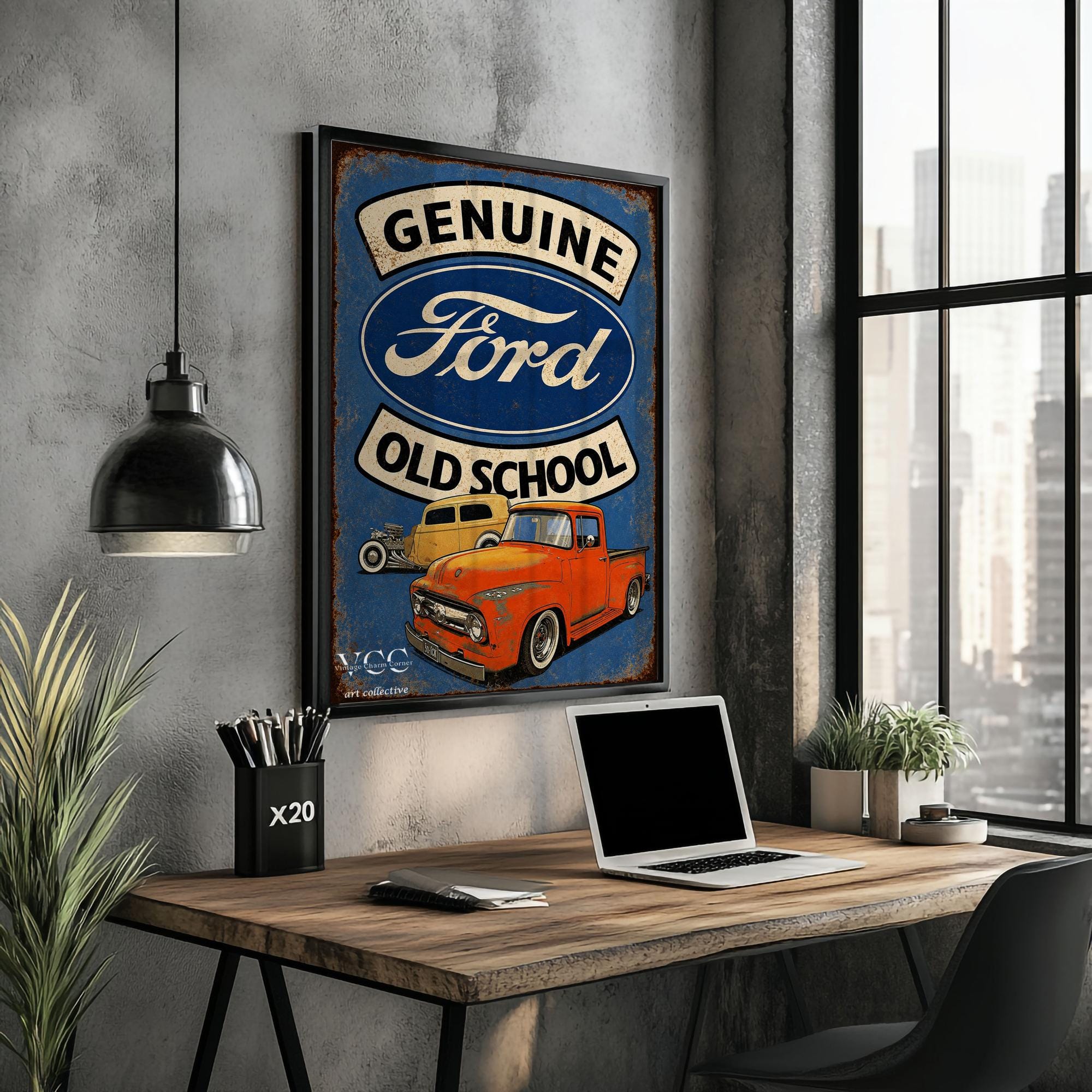 Ford Motor Sign Vintage Truck Wall Art Download Retro Car Poster