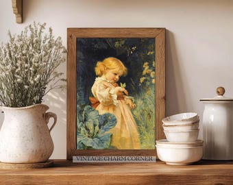 Vintage Girl Art Printable Antique Child Portrait Victorian Wall