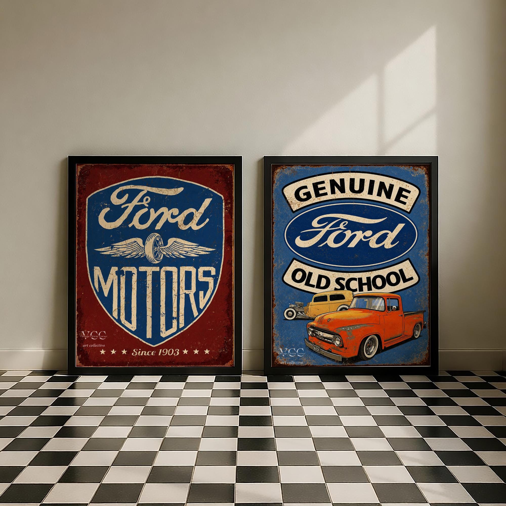 Ford Motor Sign Vintage Truck Wall Art Download Retro Car Poster