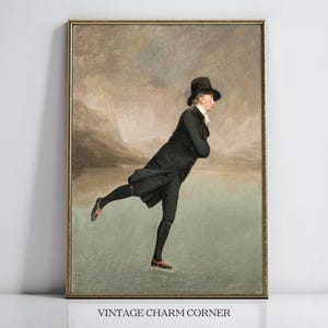 Skating Minister Wall Art, Reverend Robert Walker Portrait Download, Raeburn Scottish Winter Poster, 18th Century Duddingston Loch Printable