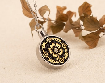 Sunflower Necklace, Urn Necklace, Cremation Locket, Cremation Necklace, Heart Urn, Urns for Human Ashes, Cremation Jewelry