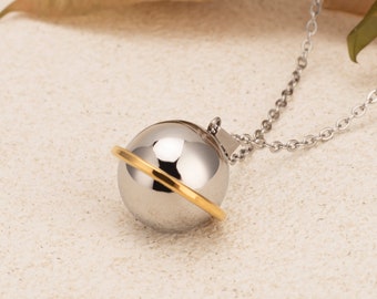 Stainless Steel Planet Urn Pendant Necklace Pet Ashes Jewelry Keepsake Jewelry Saturn Necklace Celestial Necklace Space Necklace